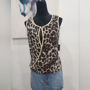[ ALFANI]  Womens size 12 ,new with tags, LEOPARD 🐆double layer tank w/ yellow